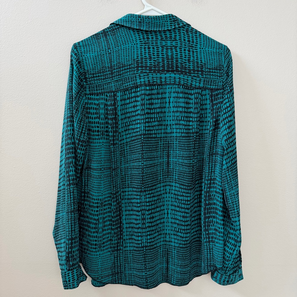 Calvin Klein Teal & Black Long Sleeve Button Down Shirt, Sz S - Picture 7 of 11